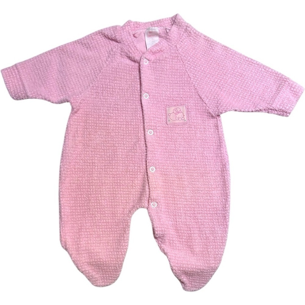Vintage Pink Playskool Terry Cloth Footed Sleeper - Size 0-3 Months